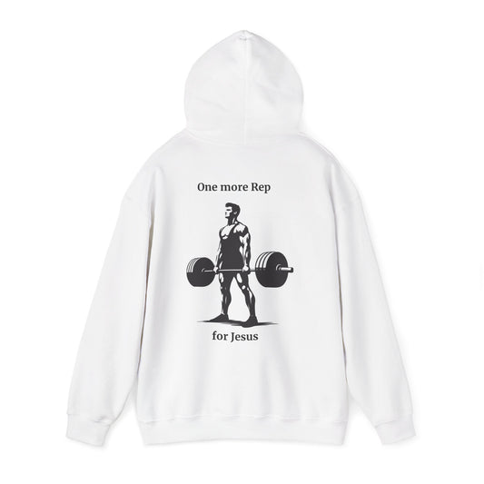 "One More Rep" Christian gym backprint hoodie by Holy Drip