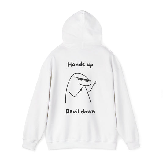 "Hands Up – Devil Down" Christian backprint hoodie by Holy Drip