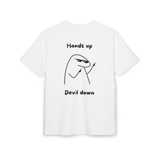 "Hands Up, Devil Down" Christian backprint T-shirt by Holy Drip